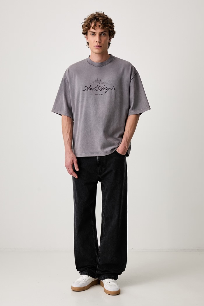 Axel Arigato NYC Washed Sky T-shirt bawełniany męski A4296001 szary AW26