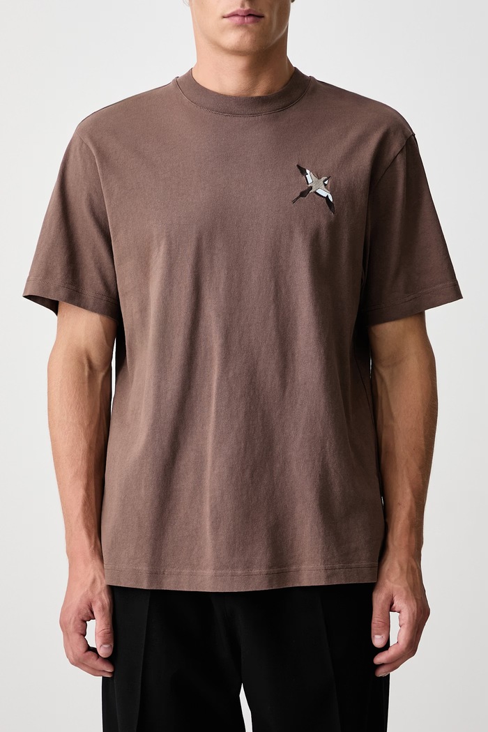Micro Bee Bird T-shirt bawełniany męski Axel Arigato brązowy A3464009