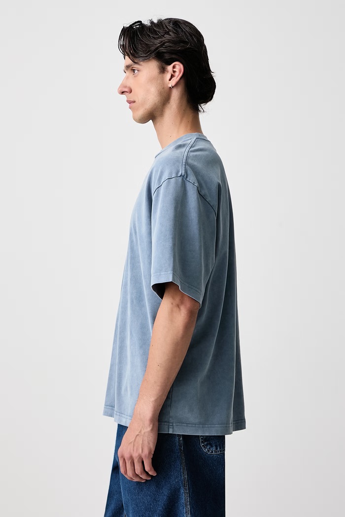 T-shirt oversize bawełniany męski Axel Arigato A3118011 niebieski