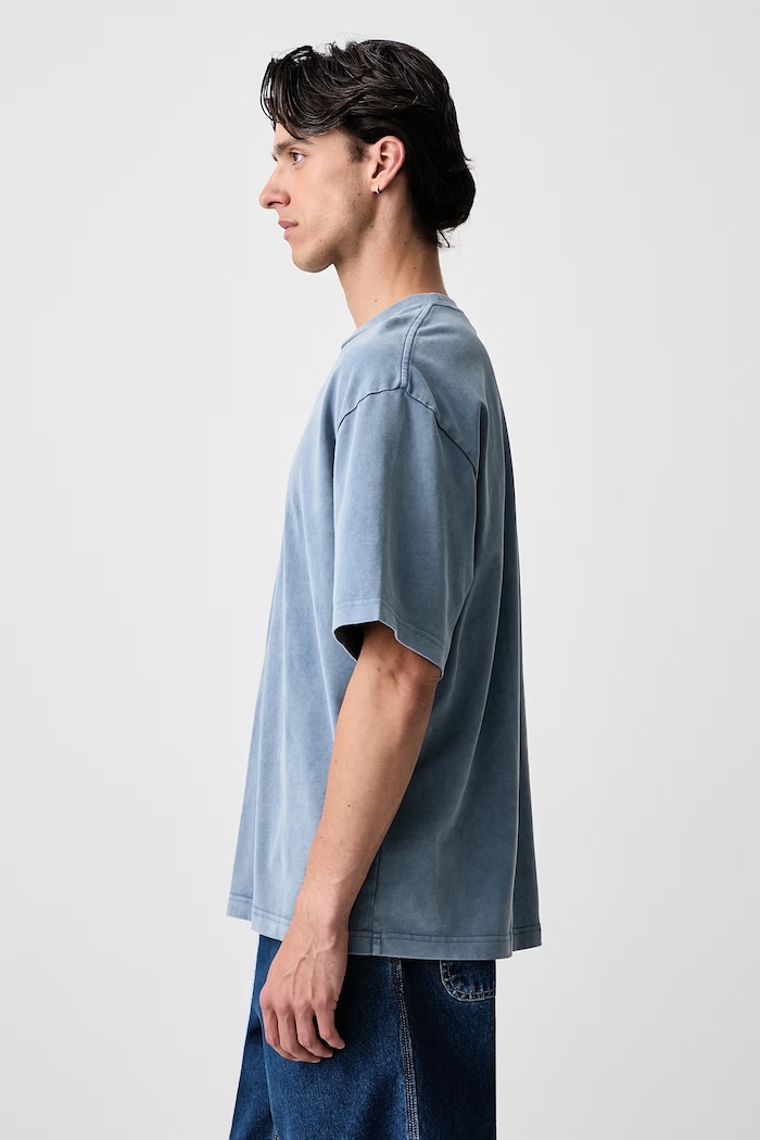 T-shirt oversize bawełniany męski Axel Arigato A3118011 niebieski