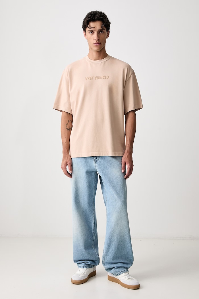 Axel Arigato T-shirt bawełniany męski A3118009 beżowy AW26