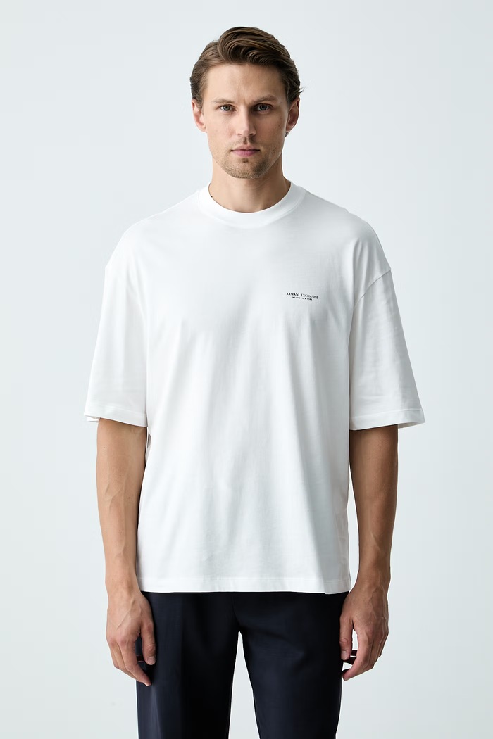 Odzież Armani Exchange T-shirt męski bawełniany XM003559.AF10358 biały