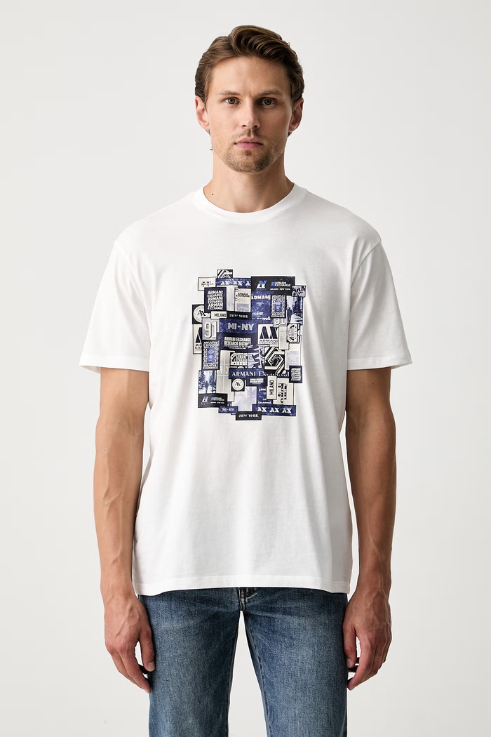 Armani Exchange T-shirt męski bawełniany biały XM003557.AF10356
