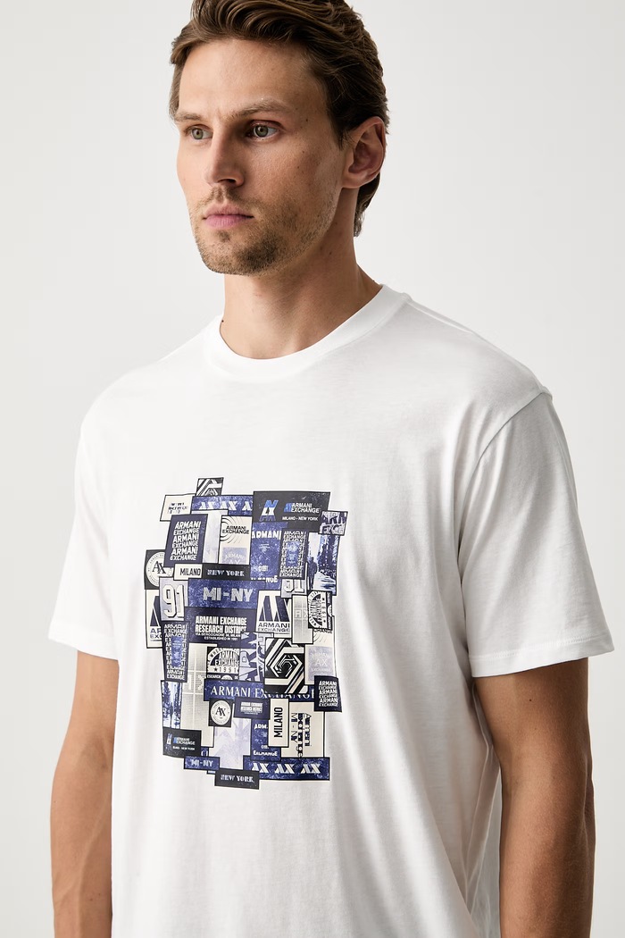 Armani Exchange T-shirt męski bawełniany biały XM003557.AF10356