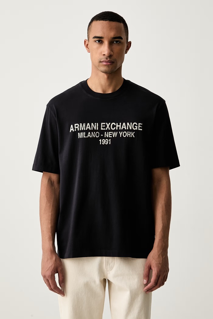 Armani Exchange T-shirt męski bawełniany granatowy XM003404.AF16283