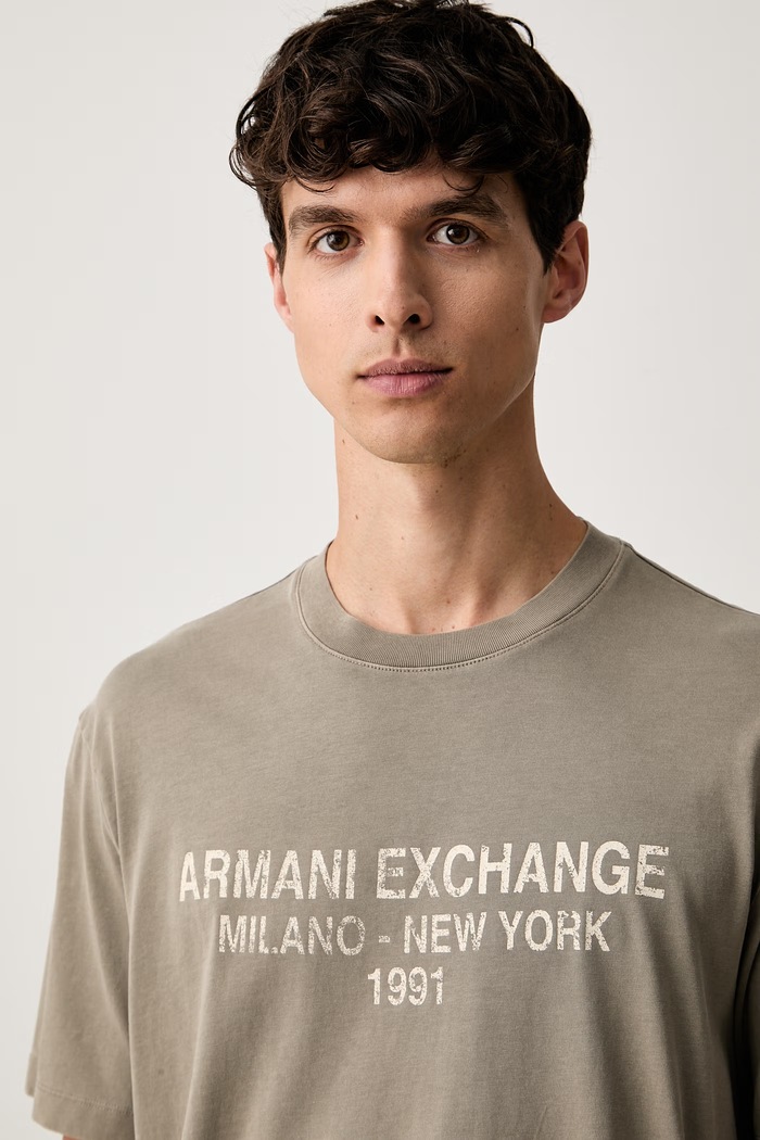 Armani Exchange T-shirt męski bawełniany beżowy XM003404.AF16283