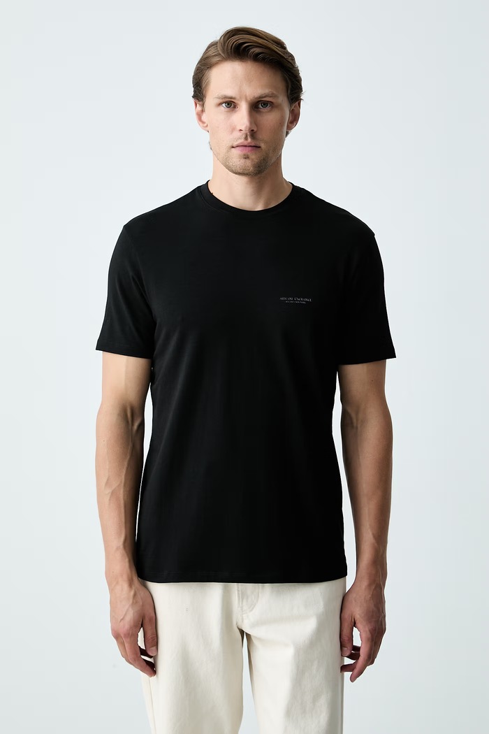Armani Exchange tričko pánske bavlnené s elastanom čierna XM003141.AF26650