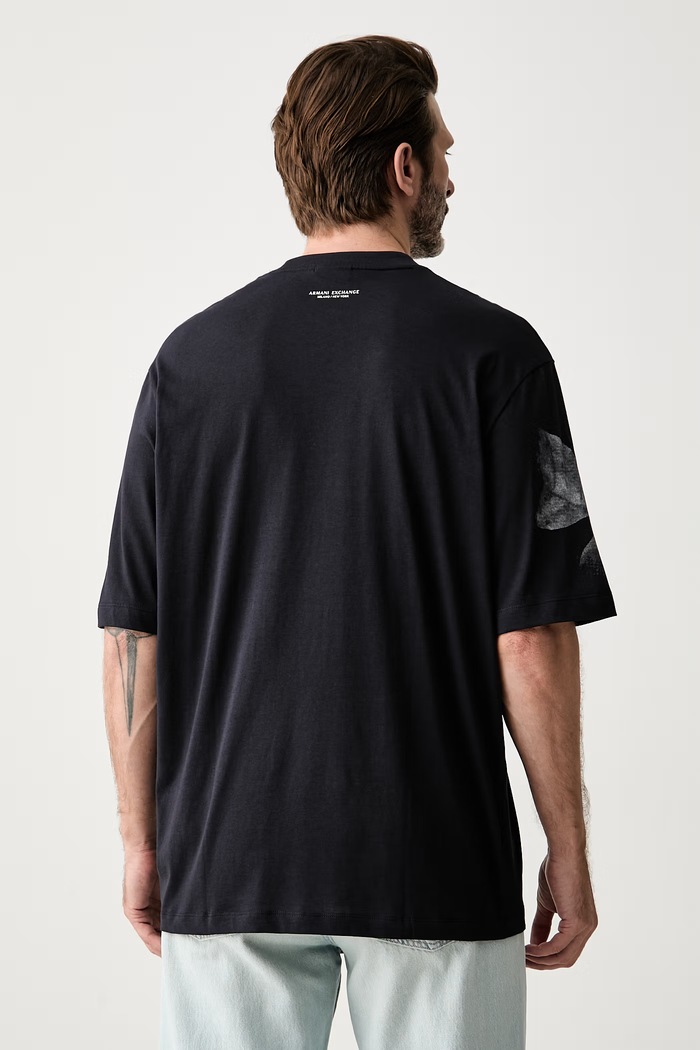 Odzież Armani Exchange T-shirt męski bawełniany XM003066.AF10356 granatowy
