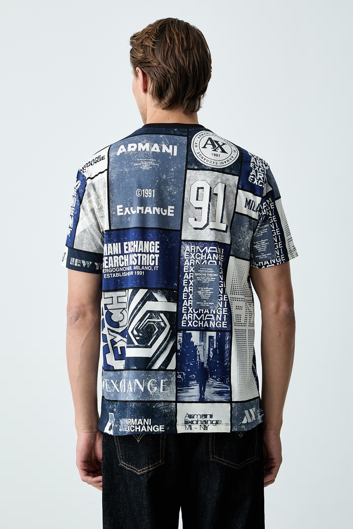 Odzież Armani Exchange T-shirt męski z bawełną XM003021.AF10356 niebieski