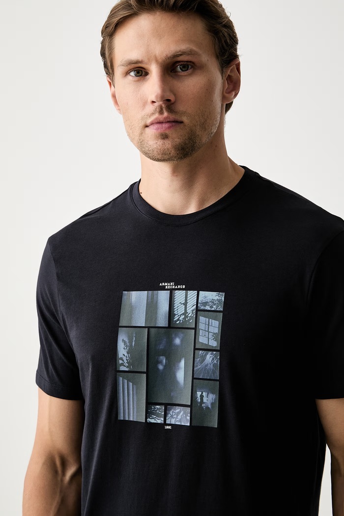 Armani Exchange T-shirt męski bawełniany granatowy XM003015.AF10356