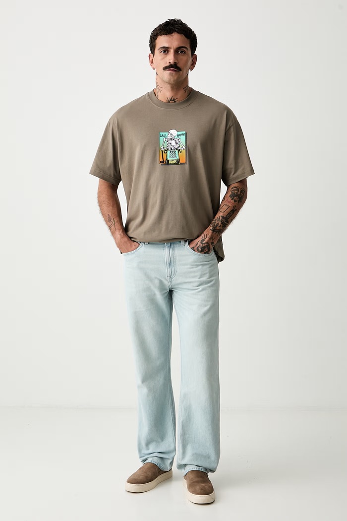 Vans T-shirt męski bawełniany VN0010G09JC1 beżowy AW26