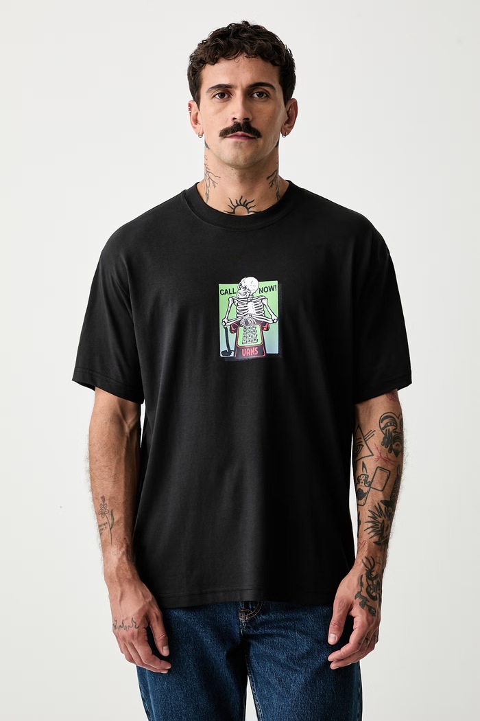 Vans majica za muškarce od pamuka crna VN0010G0BLK1