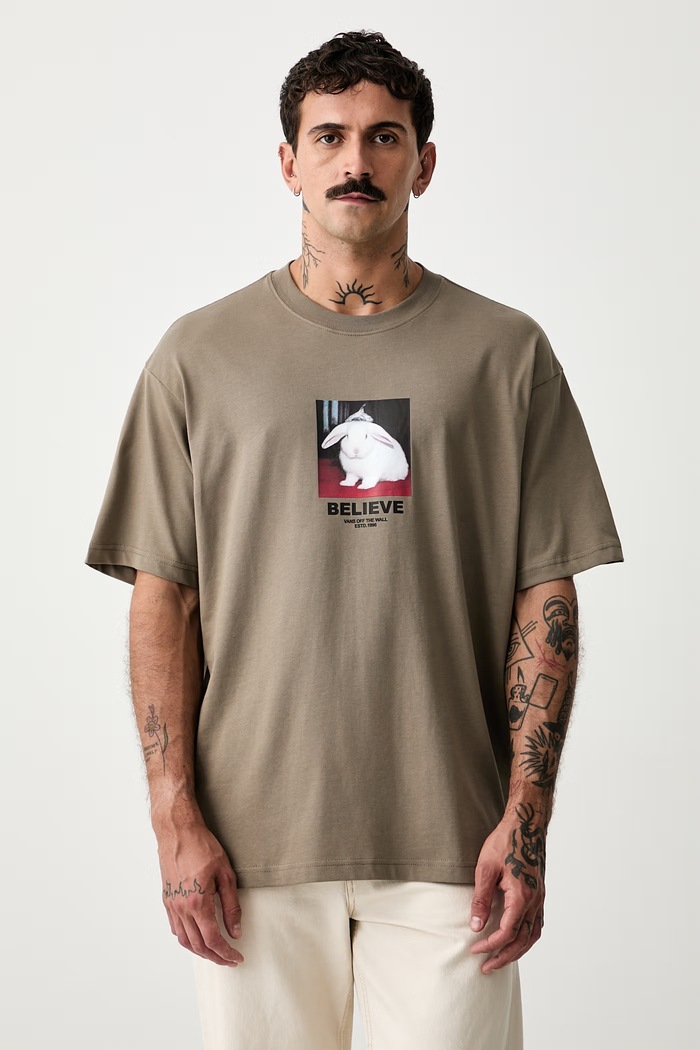 Vans T-shirt męski bawełniany beżowy VN0010FX9JC1