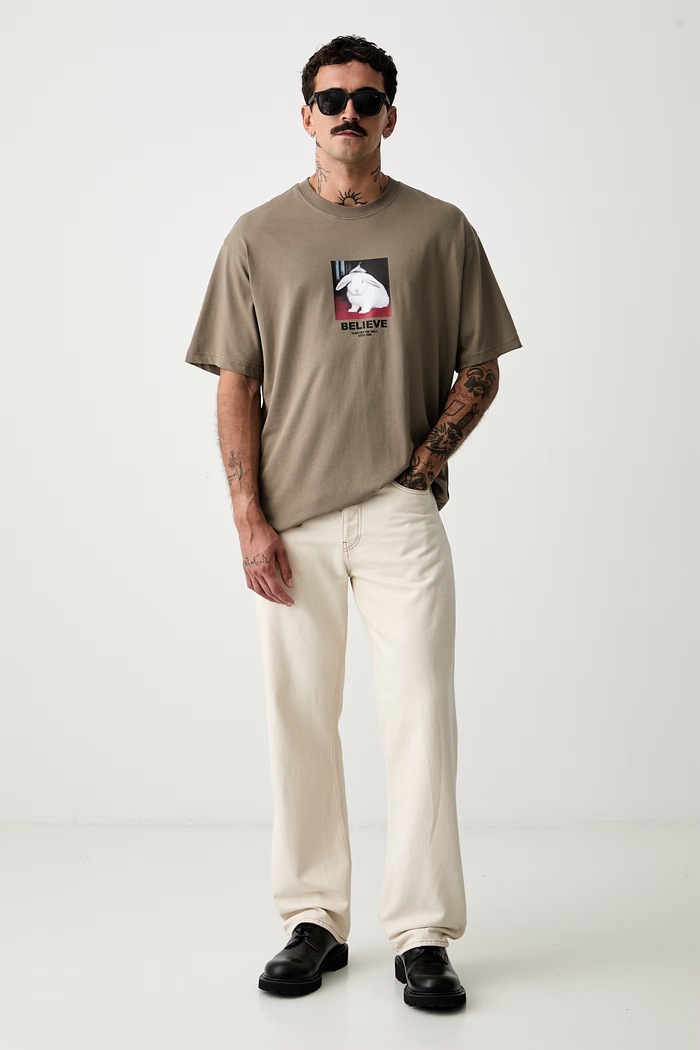 Vans T-shirt męski bawełniany VN0010FX9JC1 beżowy AW26