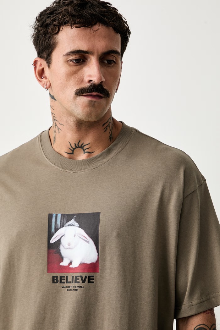 Vans T-shirt męski bawełniany beżowy VN0010FX9JC1