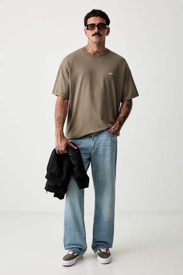 Vans T-shirt męski bawełniany VN0010FF9JC1 beżowy AW26