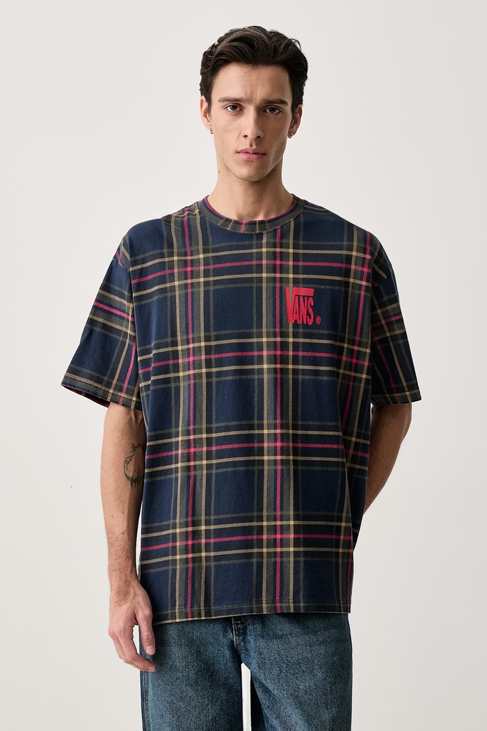Vans Majica za muškarce od pamuka Printed Plaid plava VN000XGALKZ1
