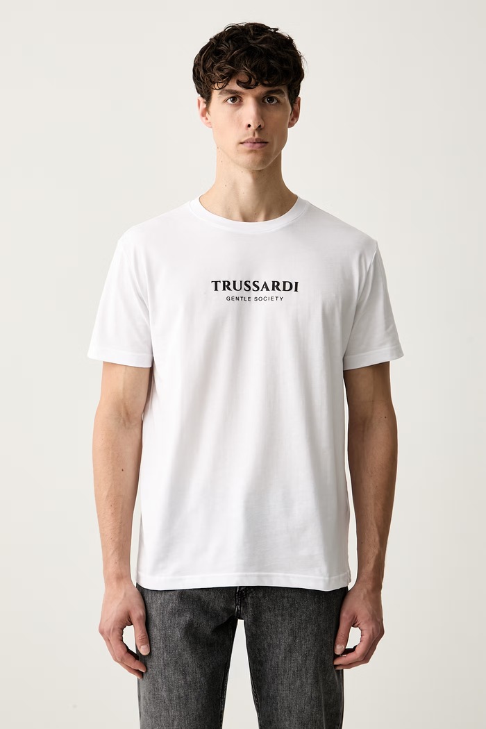 Trussardi T-shirt męski bawełniany biały G0088000205N