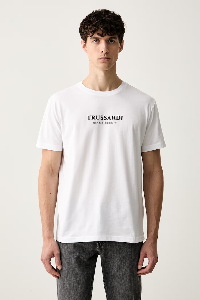 Trussardi T-shirt męski bawełniany biały G0088000205N