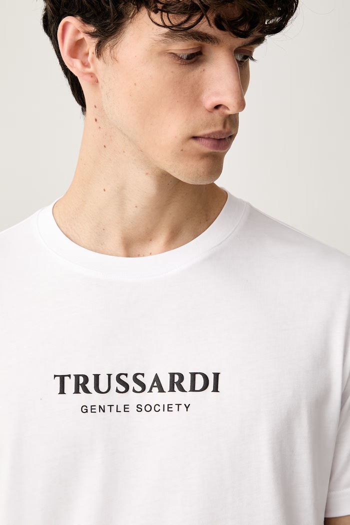 Trussardi T-shirt męski bawełniany biały G0088000205N