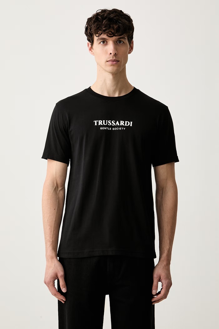 Trussardi T-shirt męski bawełniany czarny G0088000205N
