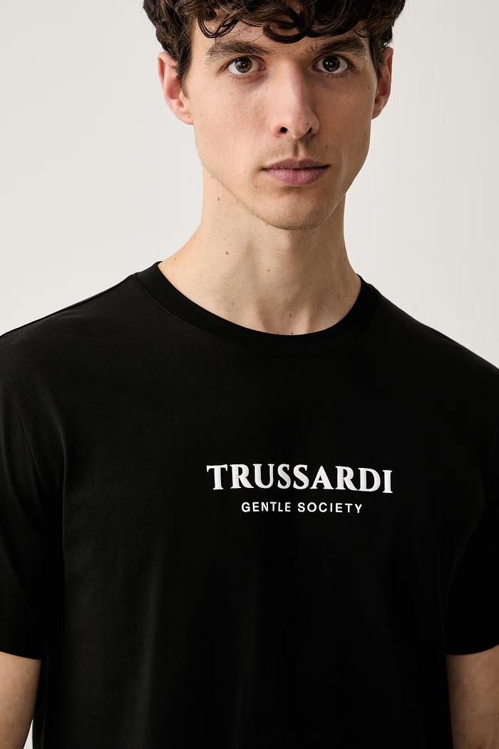 Trussardi T-shirt męski bawełniany czarny G0088000205N
