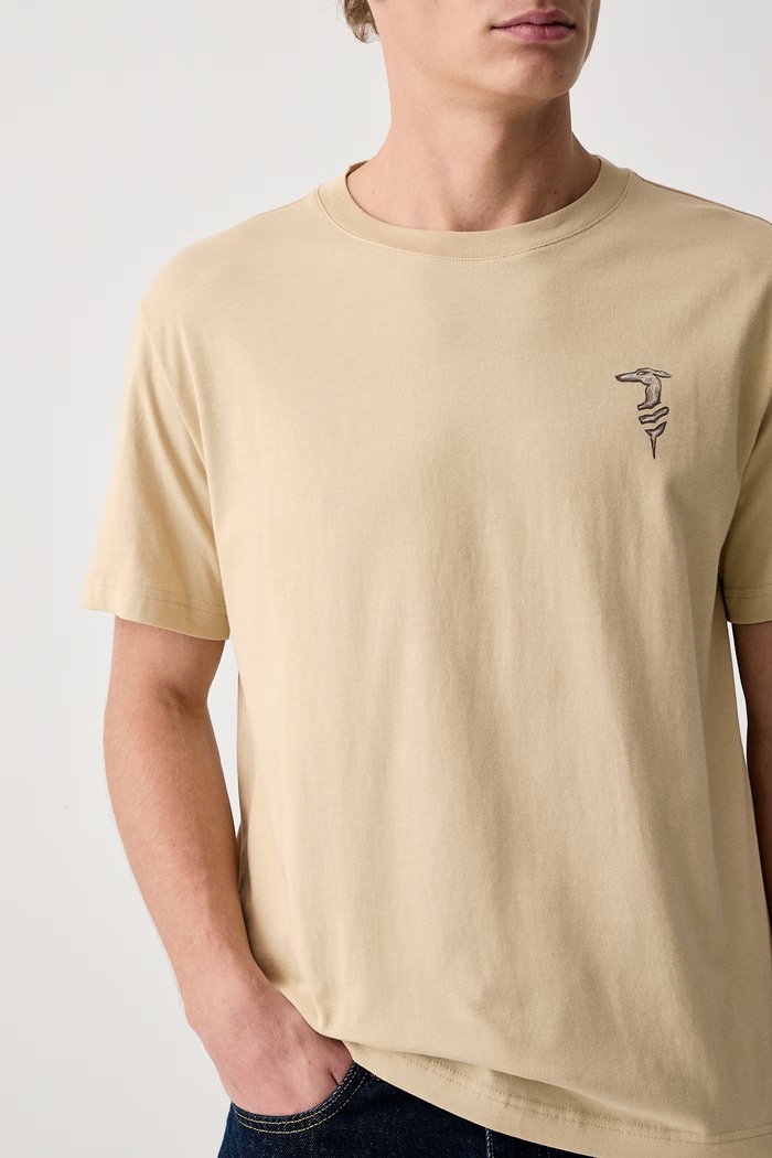 T-shirt męski bawełniany Trussardi G0868000259N beżowy