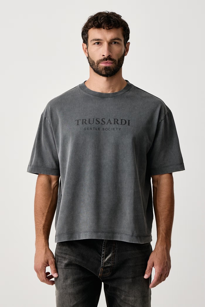 Trussardi T-shirt męski bawełniany szary G0758000232N