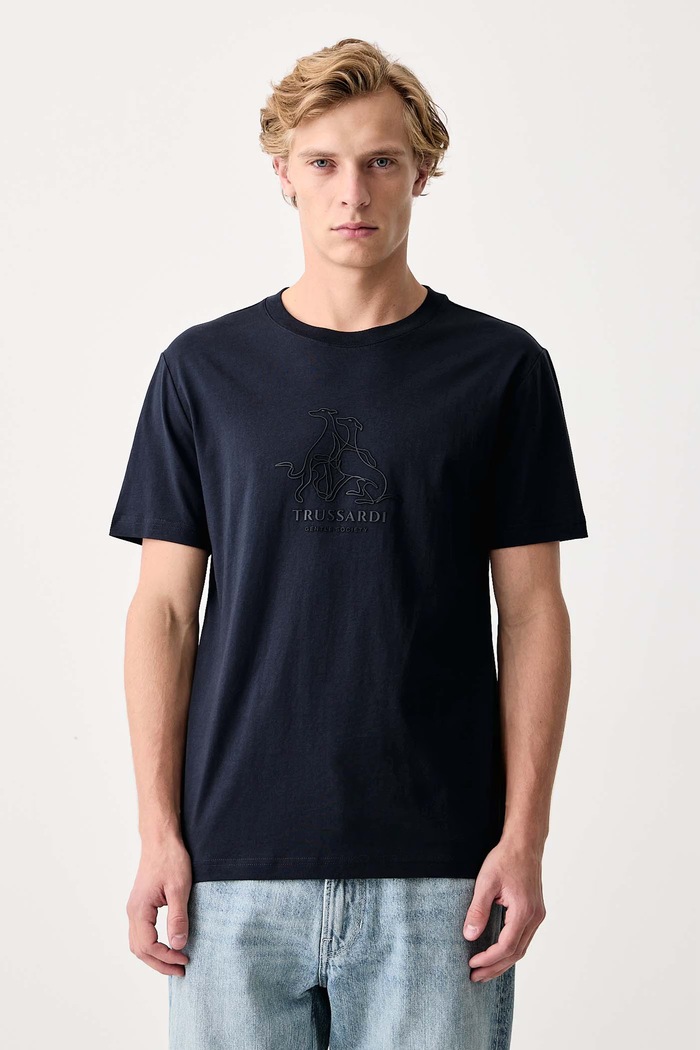 Trussardi T-shirt męski bawełniany granatowy G0858000258N