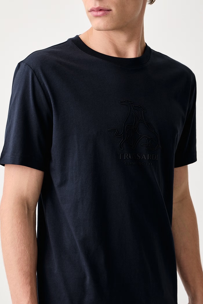 T-shirt męski bawełniany Trussardi G0858000258N granatowy