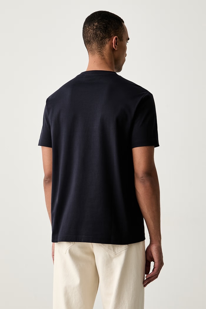Odzież Trussardi T-shirt basic męski bawełniany z elastanem G0238000218N granatowy