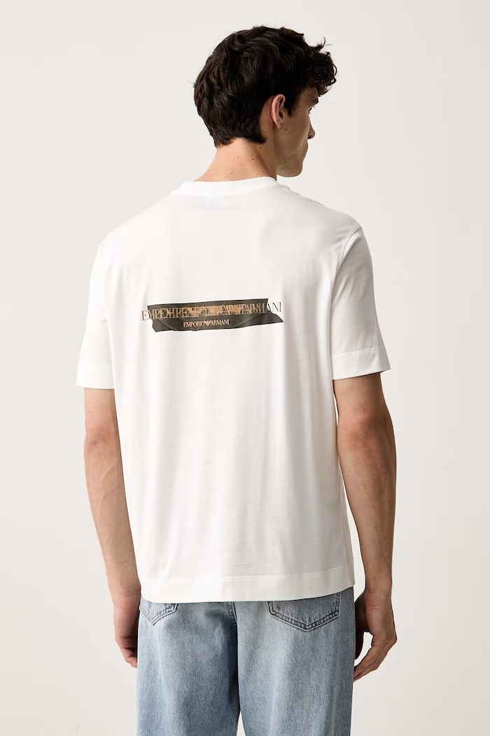 Odzież Emporio Armani T-shirt męski z lyocellem EM007040.AF10017 biały