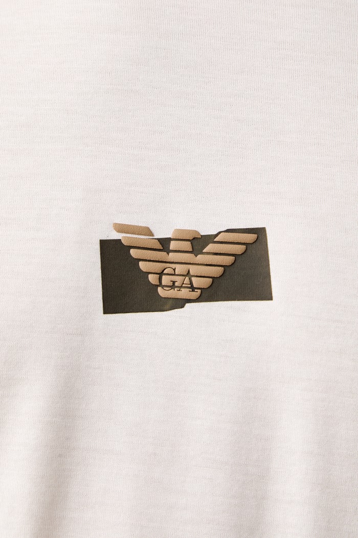 Emporio Armani T-shirt męski z lyocellem EM007040.AF10017 biały