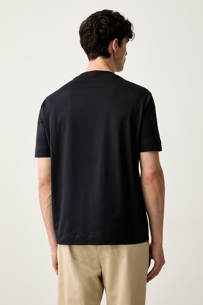 Odzież Emporio Armani T-shirt męski bawełniany EM006779.AF28078 granatowy