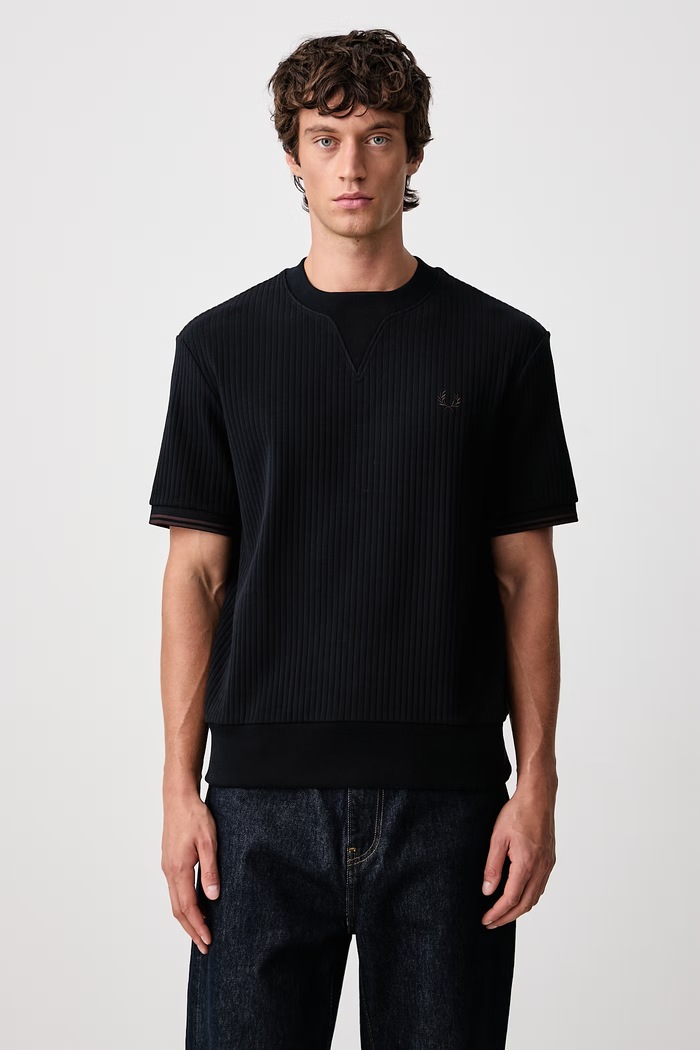 Fred Perry T-shirt męski bawełniany z elastanem granatowy M3442.608