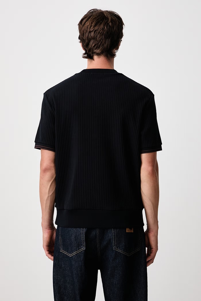 Odzież Fred Perry T-shirt męski bawełniany z elastanem M3442.608 granatowy