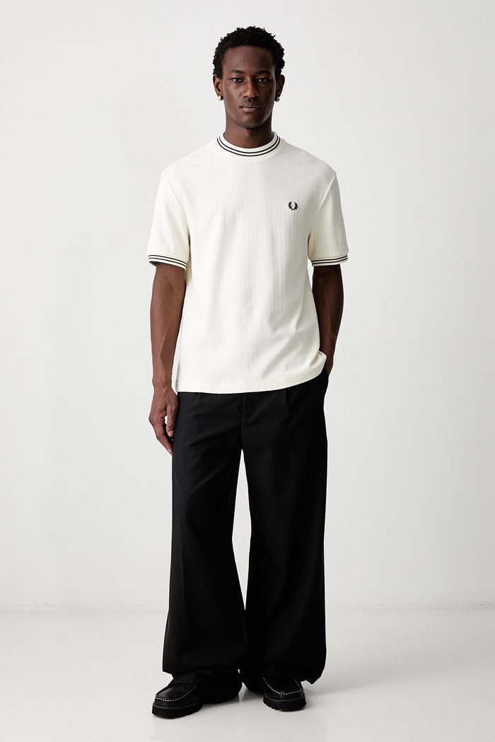 Fred Perry T-shirt męski bawełniany M8679.170 beżowy AW26