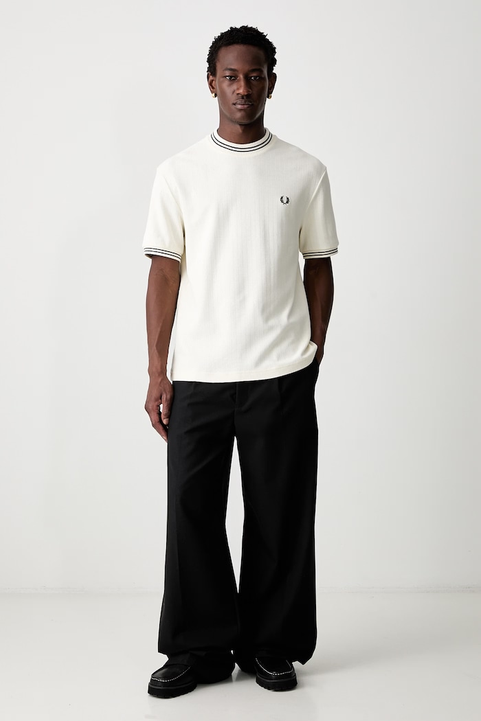 Fred Perry T-shirt bawełniany męski M8679.170 beżowy AW26