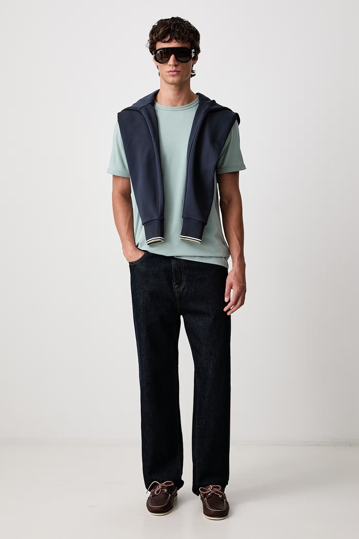 Fred Perry T-shirt męski bawełniany M3519.62C turkusowy AW26