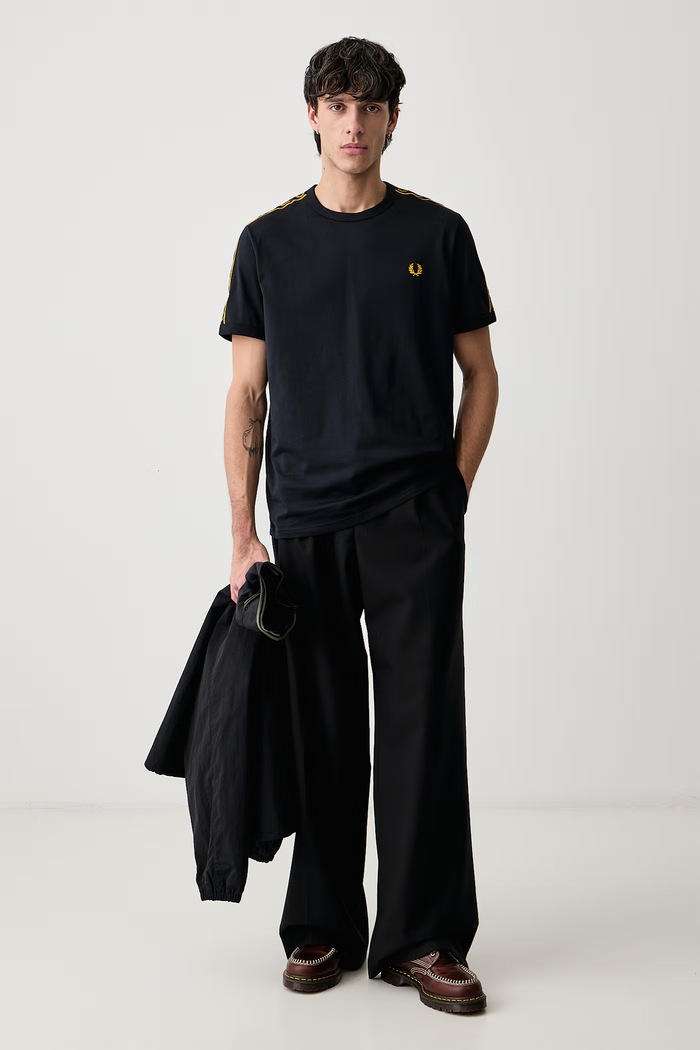 Fred Perry T-shirt męski bawełniany M4613.51C granatowy AW26