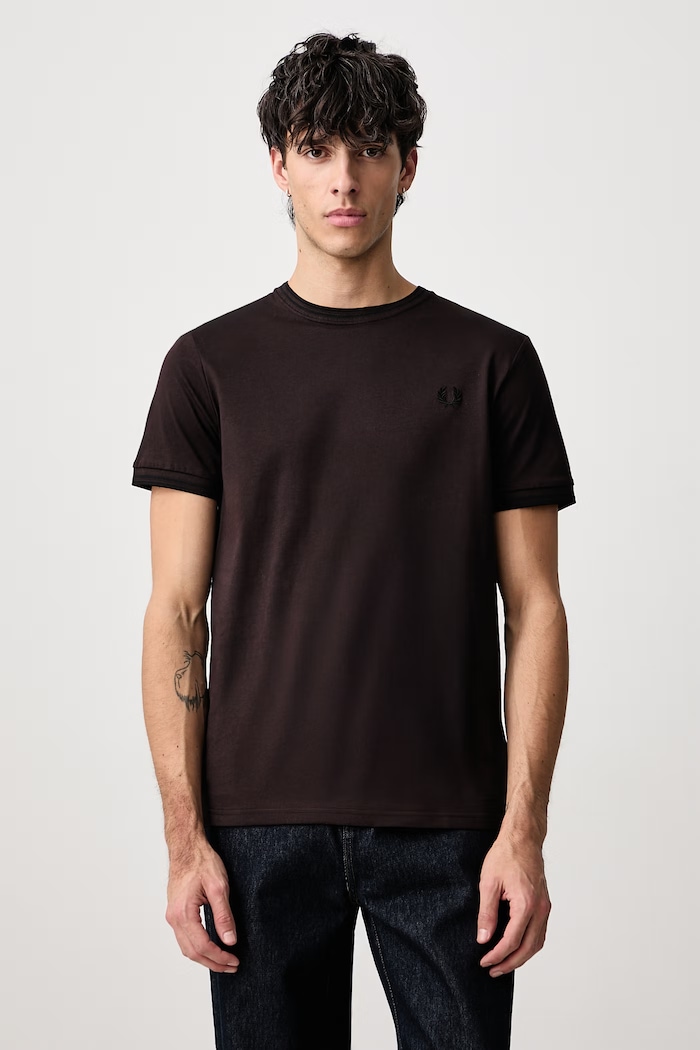 Fred Perry T-shirt męski bawełniany brązowy M1588V.86C