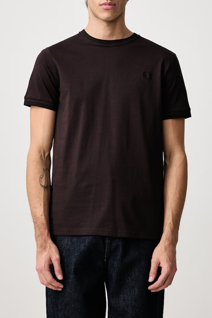 T-shirt męski bawełniany Fred Perry brązowy M1588V.86C