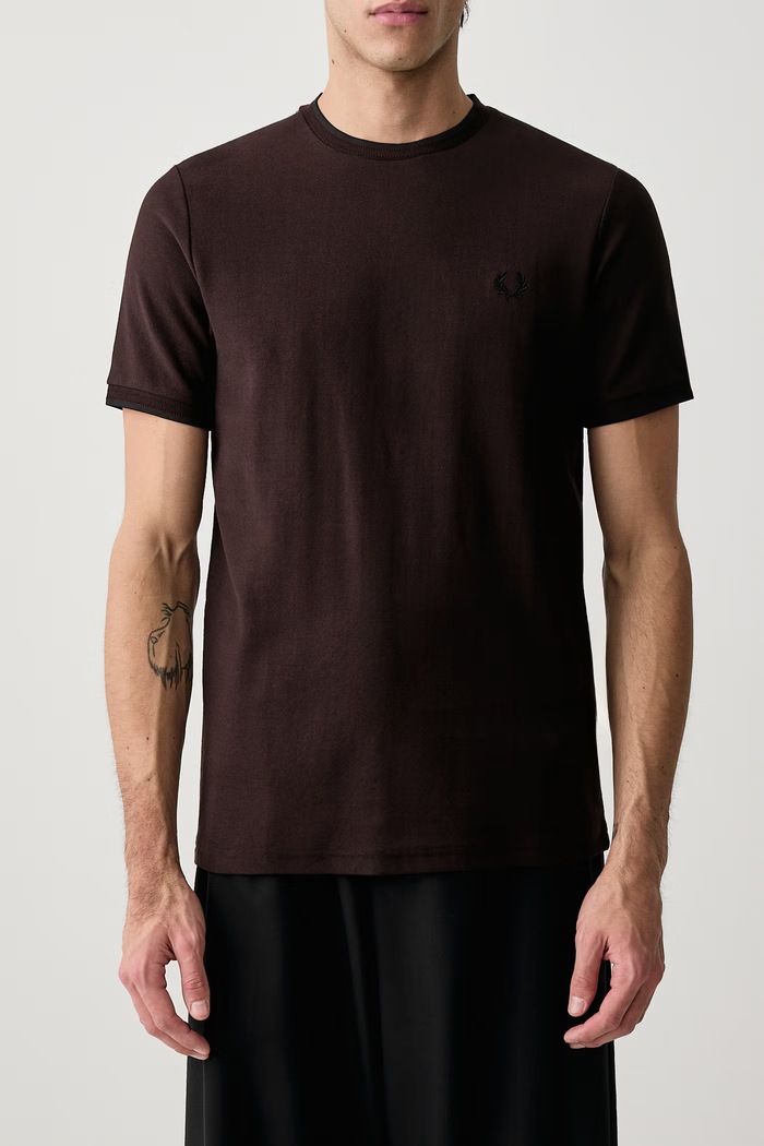 T-shirt basic męski bawełniany Fred Perry brązowy M2397.33C