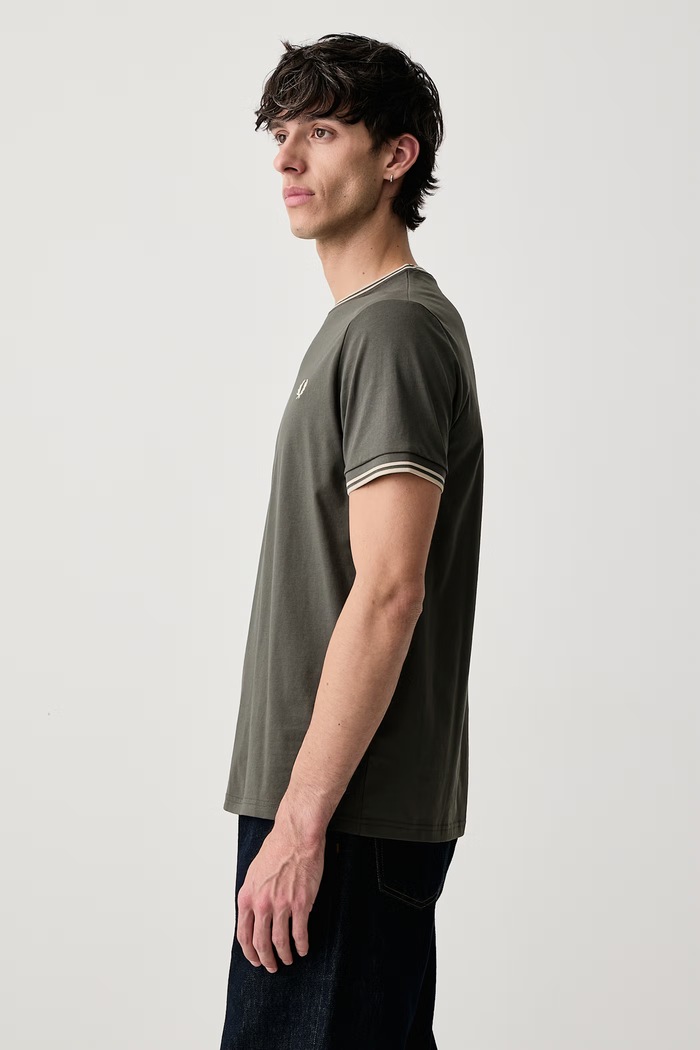 T-shirt basic męski bawełniany Fred Perry M1588V.U98 zielony