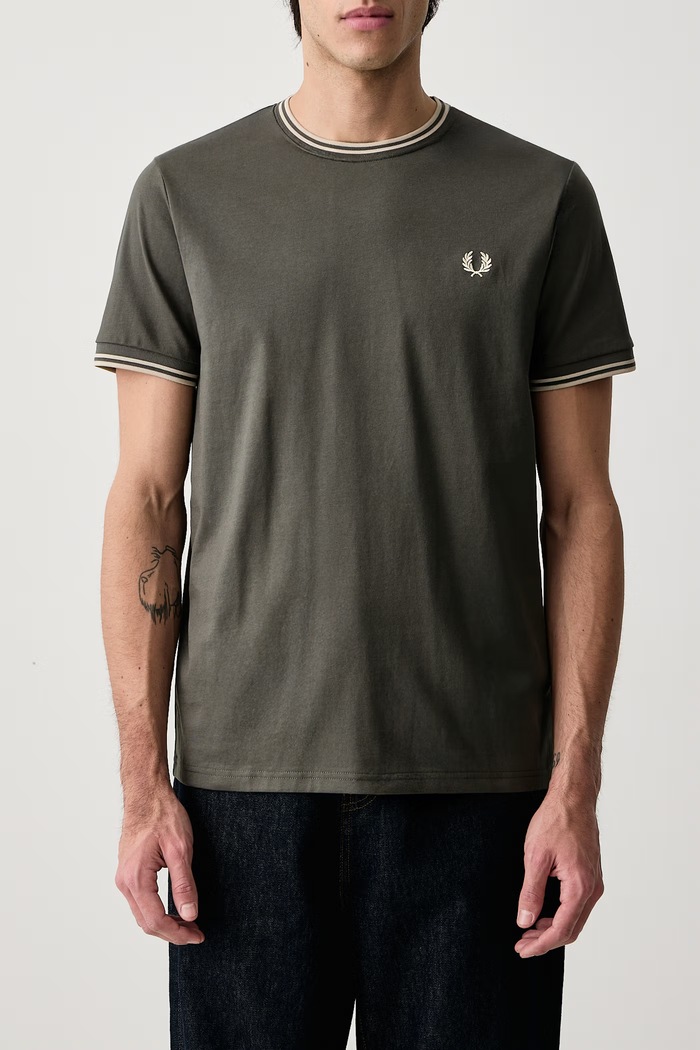 T-shirt basic męski bawełniany Fred Perry zielony M1588V.U98