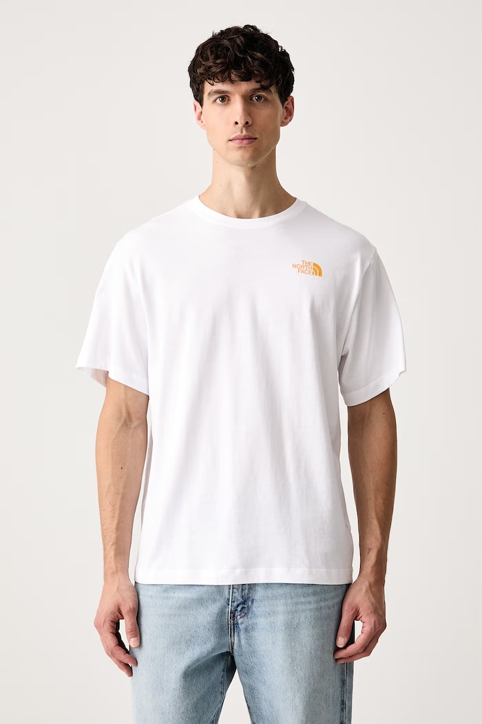 Ρούχα The North Face T-shirt ανδρικό βαμβακερό Pitch a tent Relaxed NF0A8H59FN41 λευκό