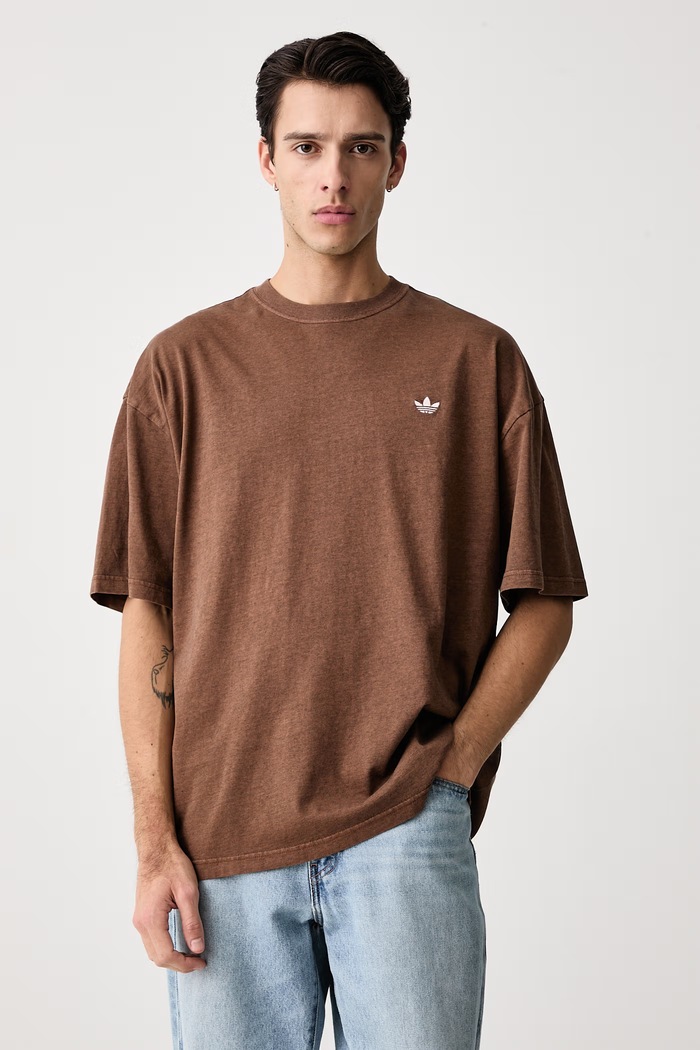 adidas Originals T-shirt ανδρικό βαμβακερό Trefoil Essentials καφέ KY5382
