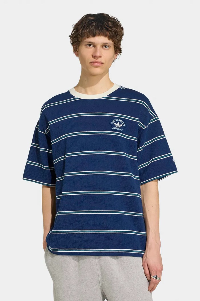 adidas Originals T-shirt męski bawełniany z elastanem Resort granatowy KW8248