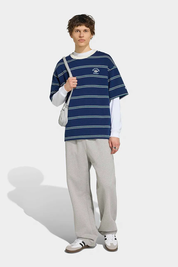 Odzież adidas Originals T-shirt męski bawełniany z elastanem Resort KW8248 granatowy
