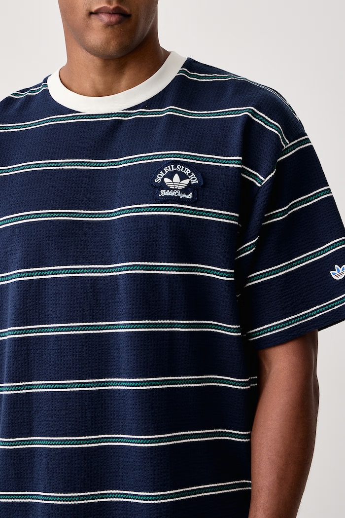 Férfi póló pamut elasztánnal Resort adidas Originals KW8248 sötétkék
